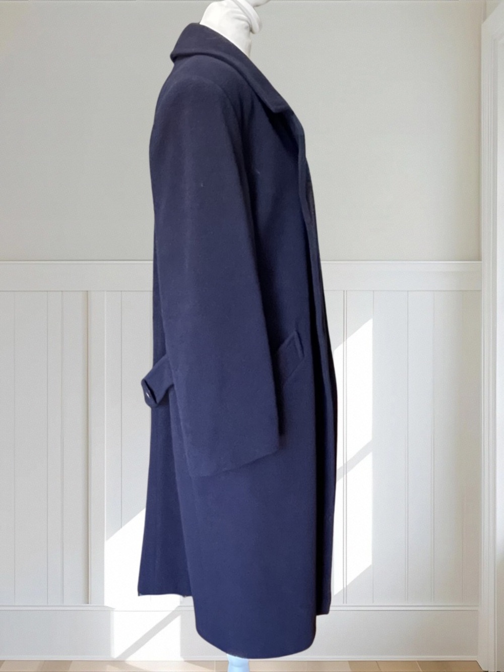 FORECASTER OF BOSTON Women's Vintage Navy 100% Pure Wool Long Coat + Free Gloves - Picture 5 of 16